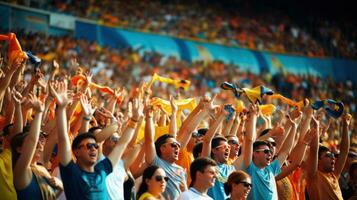 Large crowd of sport fans on the stadium photo