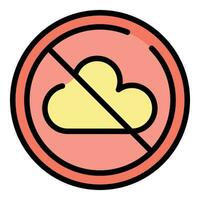 No cloud connection icon vector flat