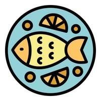 frito pescado icono vector plano