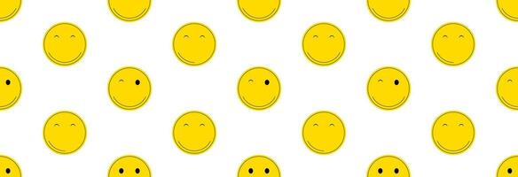 Many different emoticons with different emotions. Seamless pattern. vector