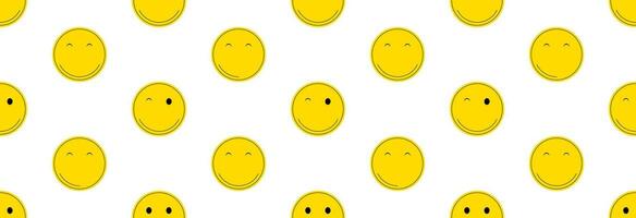 Many different emoticons with different emotions. Seamless pattern. vector