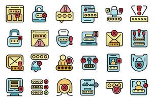 Wrong password icons set vector flat