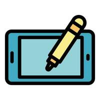 Tablet digital pen icon vector flat