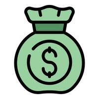 Money bank bag icon vector flat