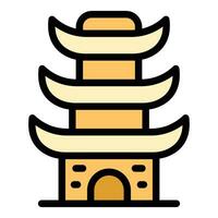 ciudad pagoda icono vector plano