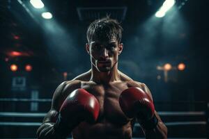 Underneath the Boxing Ring Lights - A Story of Strength and Determinity AI Generative photo