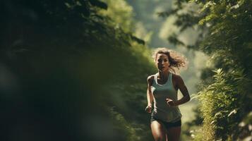 Forest Sprint - Capturing the Runner's Willpower Amidst Nature photo