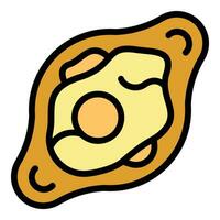 Breakfast khachapuri icon vector flat