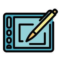 Draw digital pen icon vector flat