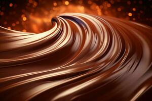 Dance of Light and Shadow - Swirls of Chocolate Cream Against Luminous Backdrop AI Generative photo