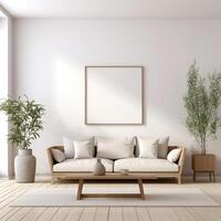 Modern and minimalist interior living room design with ample copy space for custom text AI Generative photo