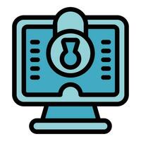 Lock computer icon vector flat