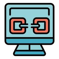 Computer lost connection icon vector flat