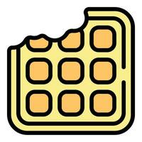 Bite waffle icon vector flat