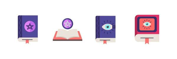 Magic book icon vector set. Witch book,isolated on white background.