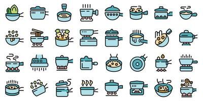 Pan icons set vector flat