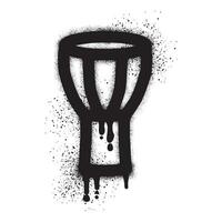 Traditional drum graffiti with black spray paint vector