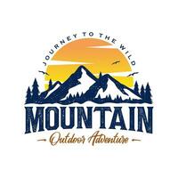 Vintage Mountain Logo Design Vector Template