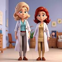 mujer médico dibujos animados personaje ai generar foto
