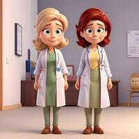 mujer médico dibujos animados personaje ai generar foto