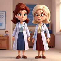 Women doctor cartoon character ai generate photo