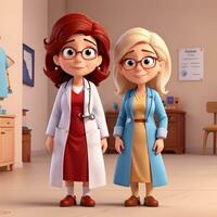Women doctor cartoon character ai generate photo