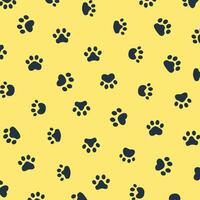 Vector seamless pattern with paw print on yellow background. animal print vector illustration