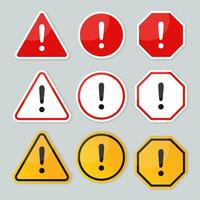 Warning signs danger with the exclamation mark in the middle vector