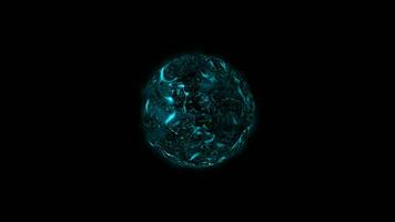 Abstract loop blue plasma energy planet sphere background video