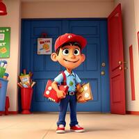 Delivery boy cartoon character ai generate photo