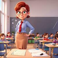 Teacher cartoon character ai generate photo