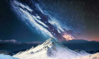 ai generado capturar el magnificencia de naturaleza en un soltero marco- un cubierto de nieve montaña foto