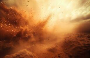 Abstract golden powder explosion. Abstract colored background. Generative AI. photo