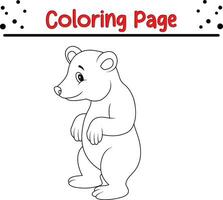 Cute Bear Coloring Page for Kids. Happy Animal coloring book for kids. vector