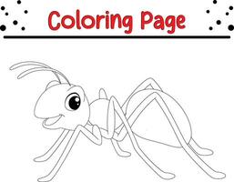 linda hormiga colorante página para niños vector