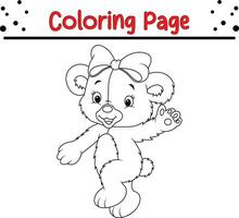 Funny Bear Coloring Page for Kids. Happy Animal coloring book for kids. vector