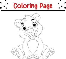 baby Bear Coloring Page for Kids. Happy Animal coloring book for kids. vector