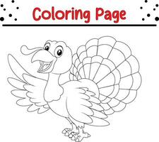 Thanksgiving coloring page. Black and White Cartoon Vector Illustration of Funny Turkey