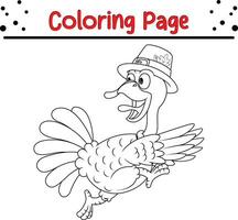 Happy Thanksgiving coloring page for children. Turkey coloring book. vector