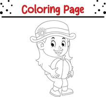 Happy Thanksgiving day carton character coloring page. Vector black and white thanksgiving coloring book.