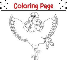 Happy Thanksgiving coloring page for children. Turkey coloring book. vector