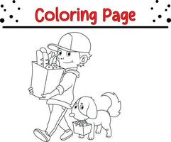 Cute cartoon coloring page illustration vector. For kids coloring book. vector