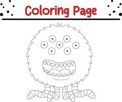 Cute cartoon Monster coloring page. Children's black and white illustration. vector