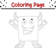linda dibujos animados monstruo colorante página. para niños negro y blanco ilustración. vector