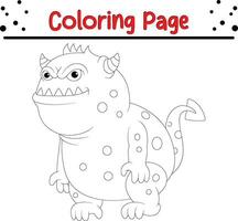 linda dibujos animados monstruo colorante página. para niños negro y blanco ilustración. vector