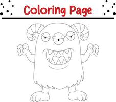 linda dibujos animados monstruo colorante página. para niños negro y blanco ilustración. vector