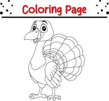 acción de gracias colorante página. negro y blanco dibujos animados vector ilustración de gracioso Turquía