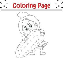 Cute cartoon coloring page illustration vector. For kids coloring book. vector