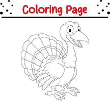 Thanksgiving coloring page. Black and White Cartoon Vector Illustration of Funny Turkey