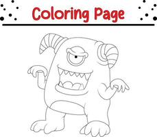 Cute cartoon Monster coloring page. Children's black and white illustration. vector